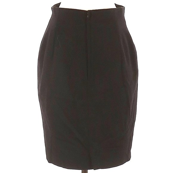 GIANNI VERSACE ITALY Black 100% Wool Front-Zip & Slit Pencil Skirt Size 42 US 8 - Picture 1 of 9